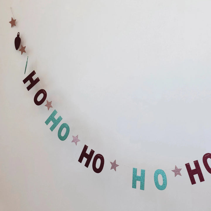 Ho Ho Ho Banner in Kraft Box with Stars and Glitter