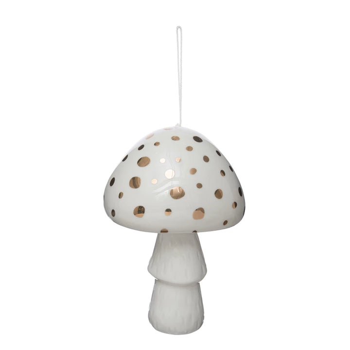 Stoneware Mushroom Bell with Gold Electroplating