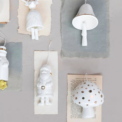 Stoneware Mushroom Bell with Gold Electroplating