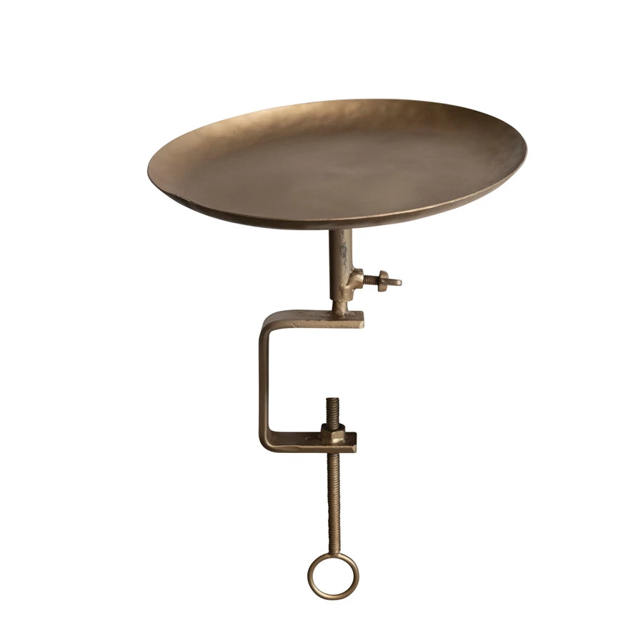 Decorative Metal Mantel/Tableside Tray w/ Adjustable C-Clamp