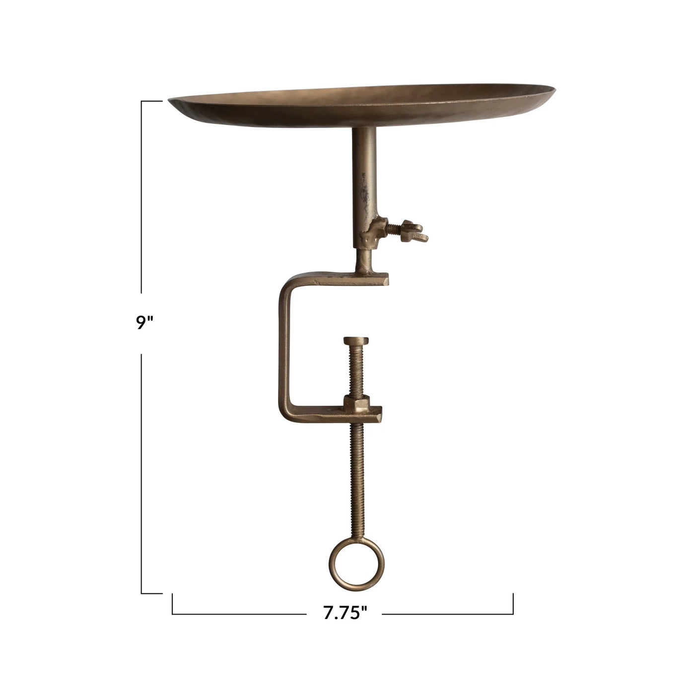 Decorative Metal Mantel/Tableside Tray w/ Adjustable C-Clamp