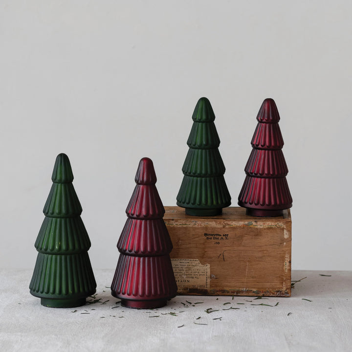 Matte Burgundy Embossed Mercury Glass Tree