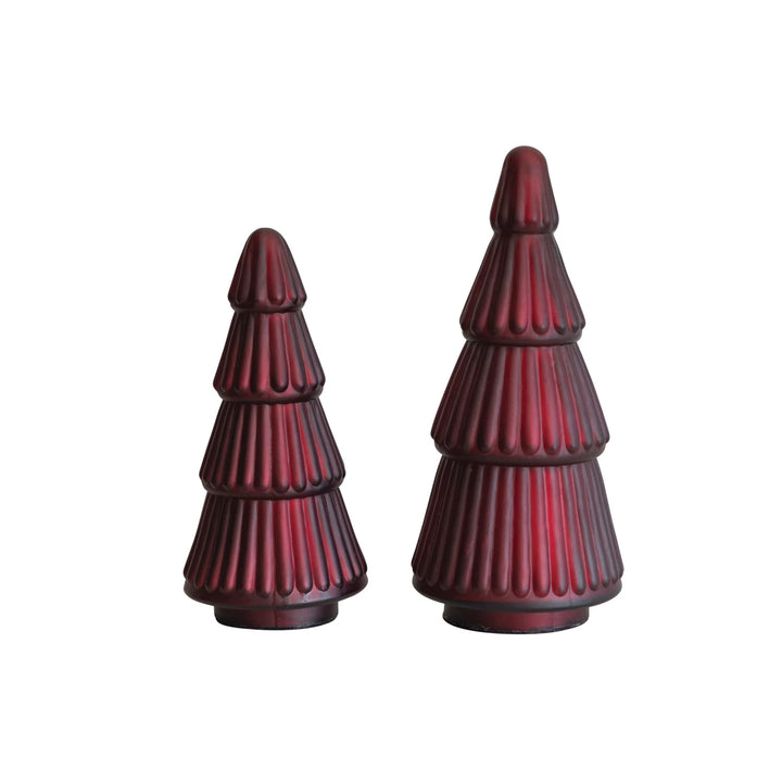 Matte Burgundy Embossed Mercury Glass Tree