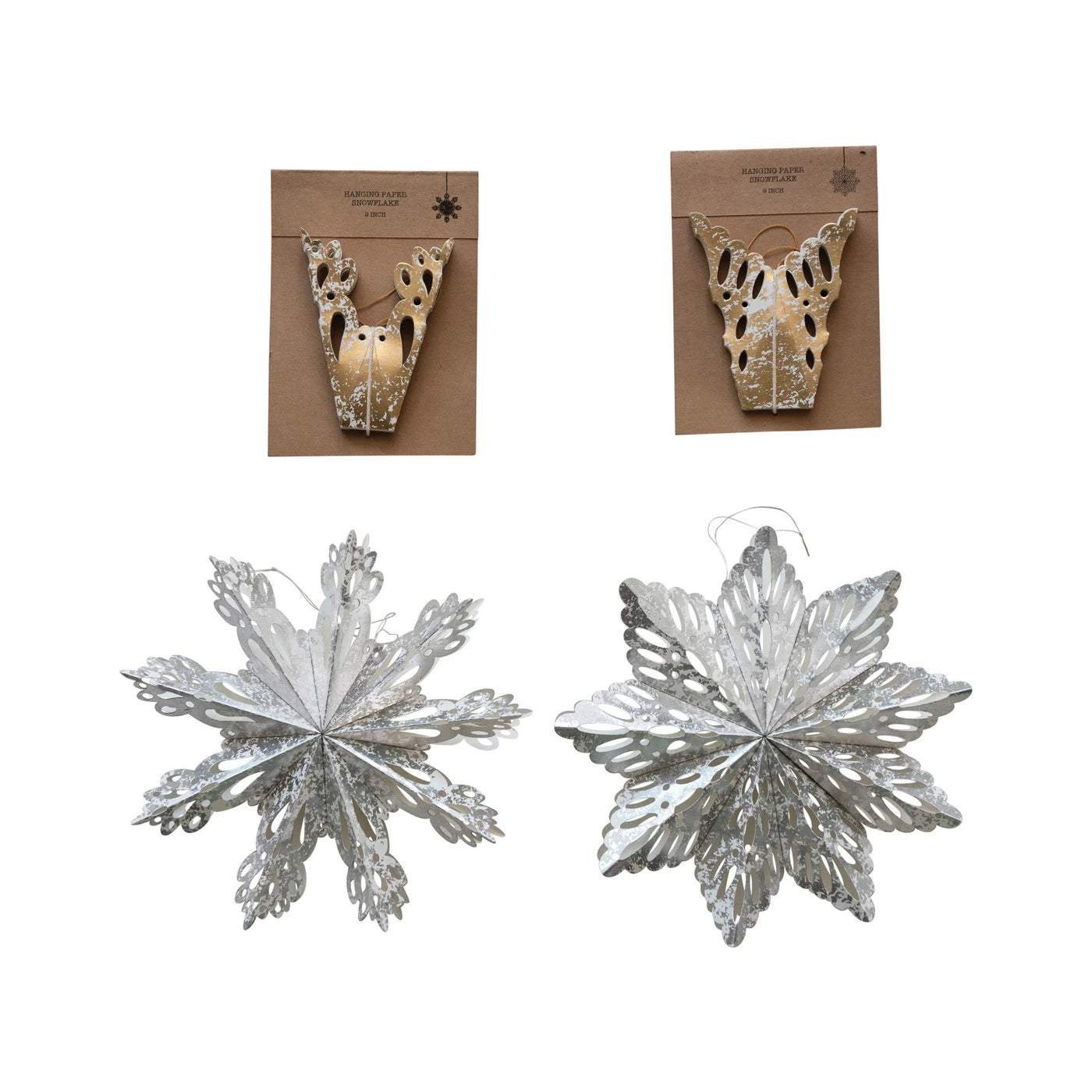 Silver Handmade Recycled Paper Folding Snowflake Ornament
