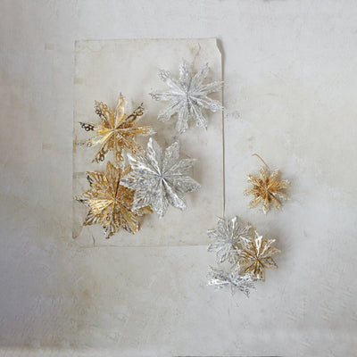Silver Handmade Recycled Paper Folding Snowflake Ornament
