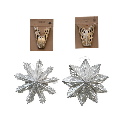 Silver Handmade Recycled Paper Folding Snowflake Ornament