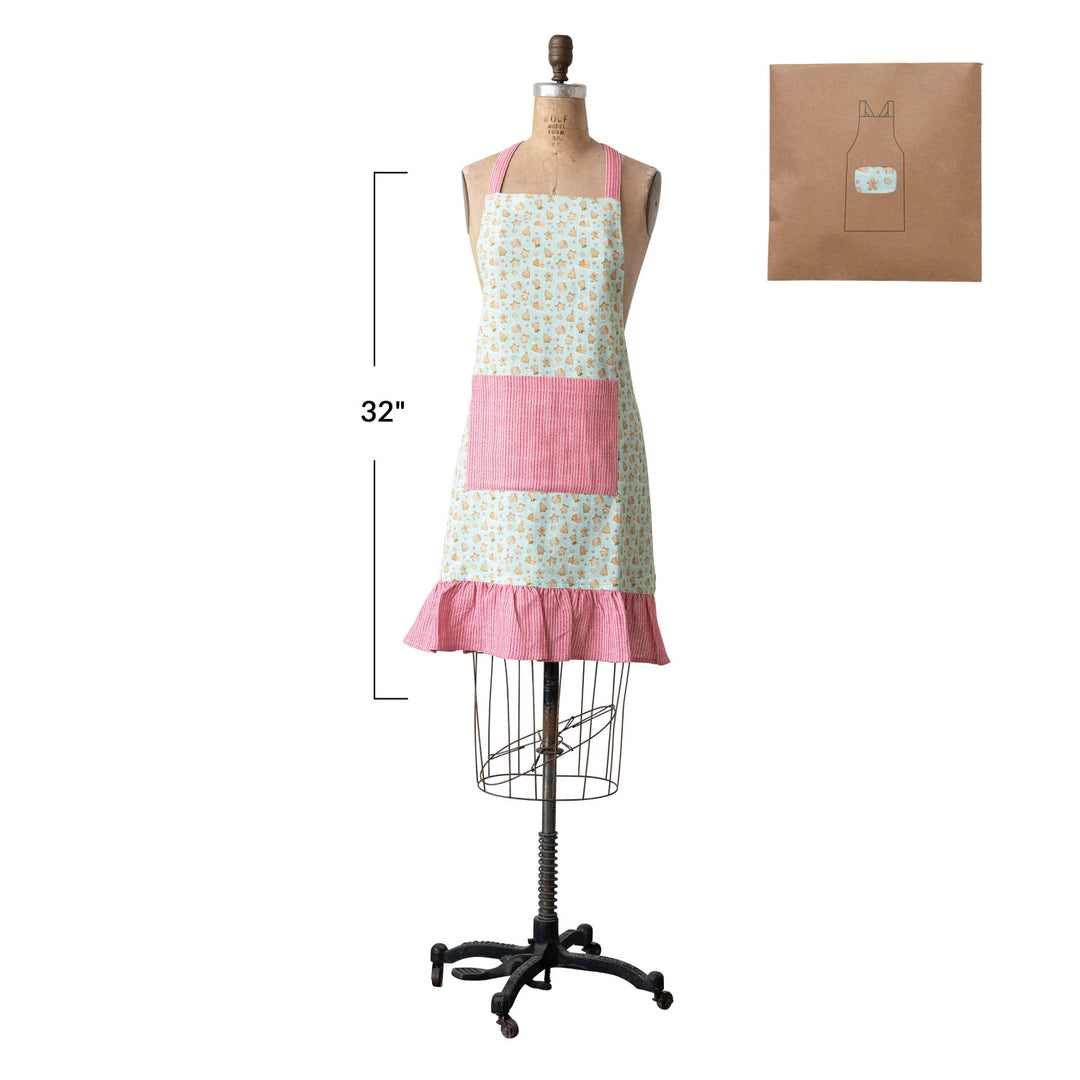 Pink Cotton Printed Apron w/ Pocket